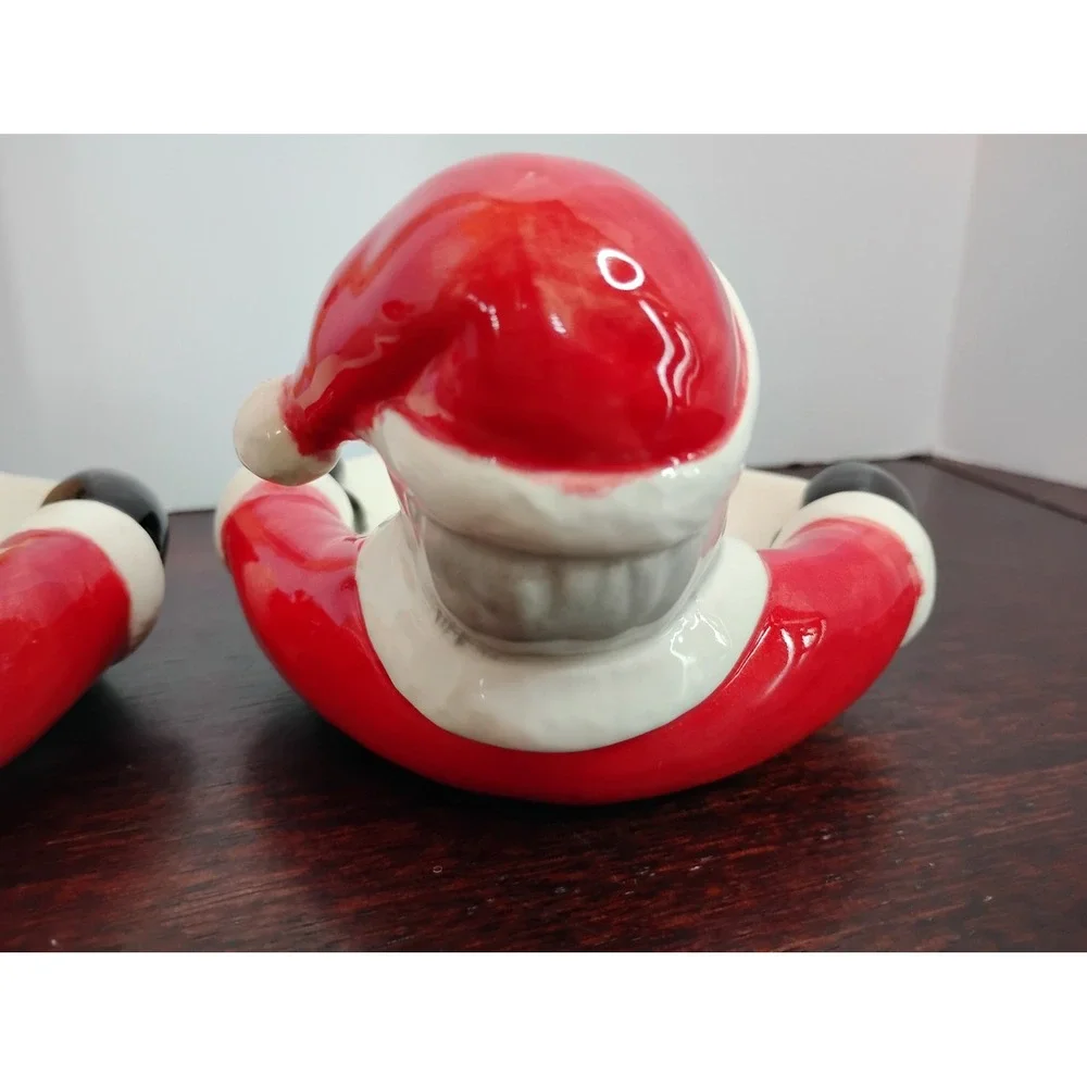 Set of 3 Vintage Style Ceramic Santa Claus Candy Dishes Christmas Decor